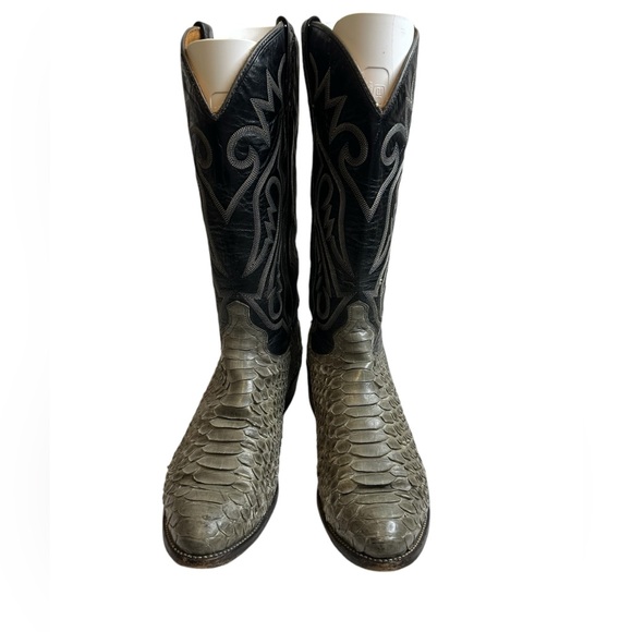J Chisholm Snakeskin Leather Python Cowboy Boots Men's Sz 10 EE Leather Lined - Picture 2 of 16